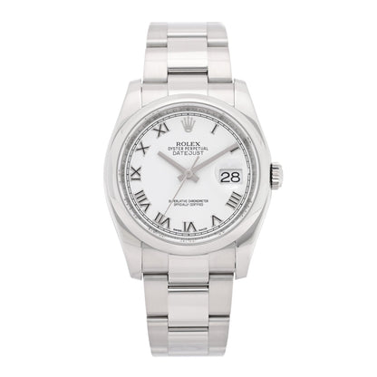 Rolex Stainless Steel 36mm Datejust Watch White 116200