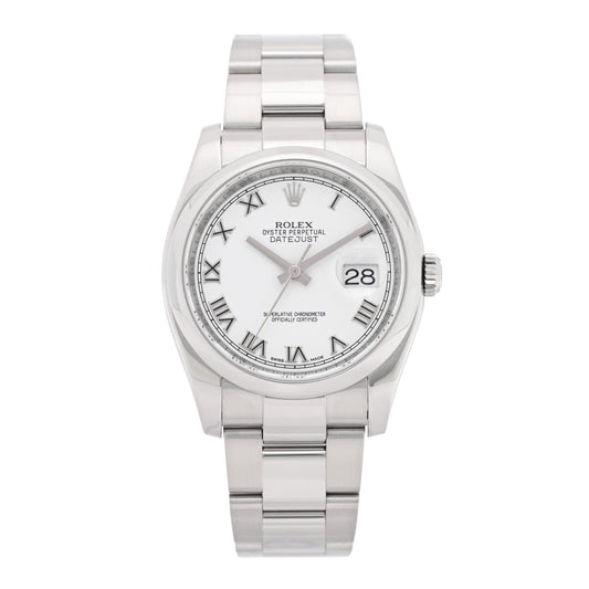 Rolex Stainless Steel 36mm Datejust Watch White 116200