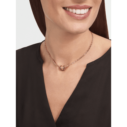 Bulgari 18K Rose Gold Black Ceramic B.zero1 Necklace