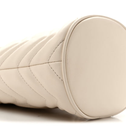Gucci Calfskin Matelasse Mini GG Marmont 2.0 Bucket Bag White