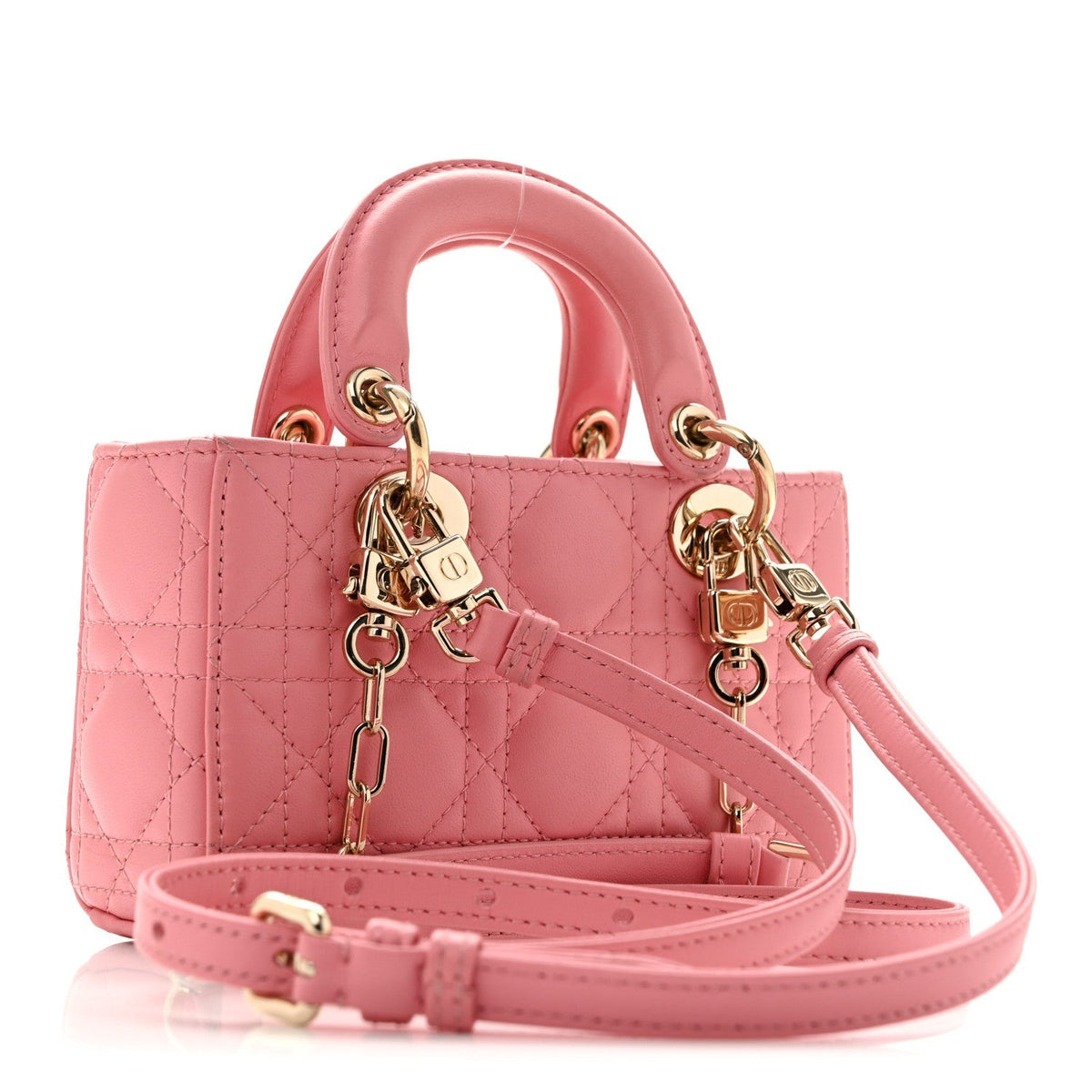 Christian Dior Lambskin Cannage Micro Lady D-Joy Pink