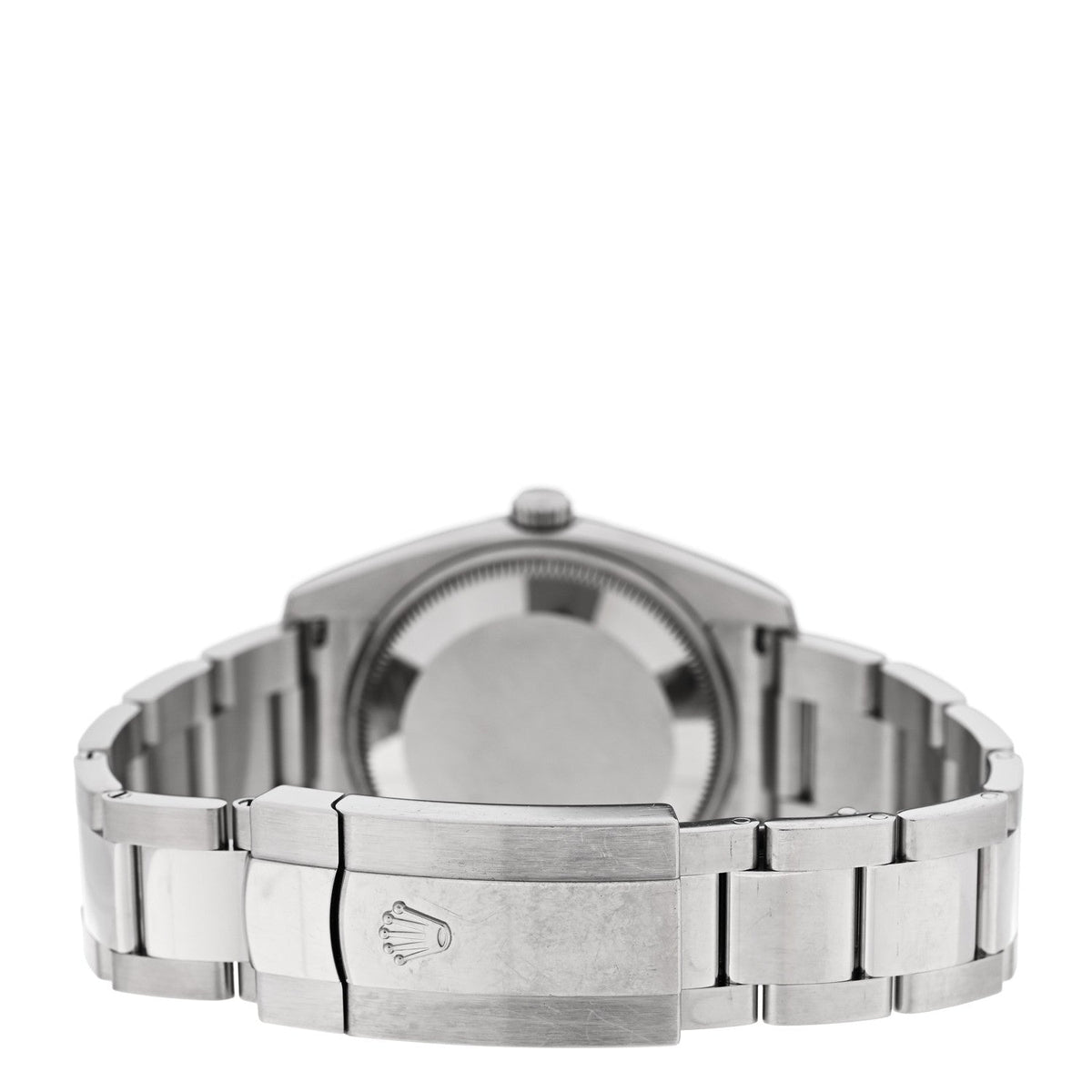 Rolex Stainless Steel 18K White Gold Diamond 34mm Oyster Perpetual Date Watch Black 115234