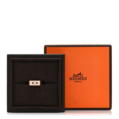 Hermes 18K Rose Gold Diamond PM H D'Ancre Ring 50 5.25