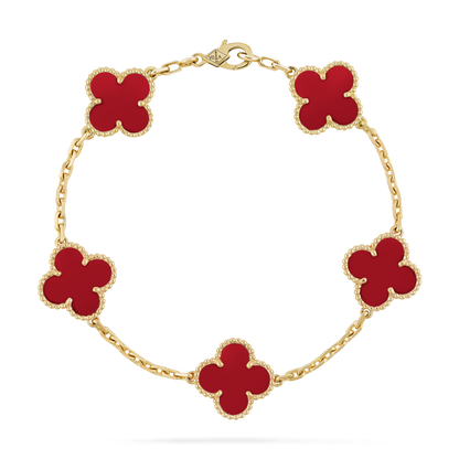 VCA 18K Yellow Gold Carnelian Vintage Alhambra Bracelet