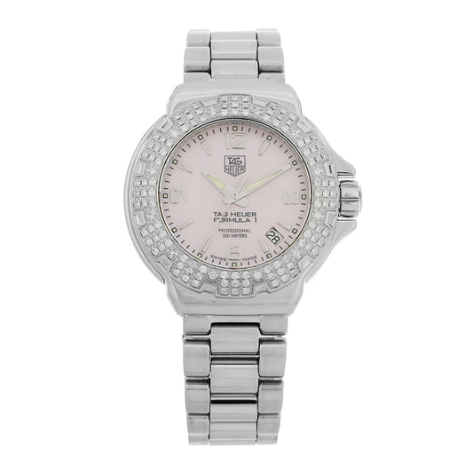 Tag Heuer Stainless Steel Diamond 36mm Formula 1 Lady Watch WAC1216-0 Pink