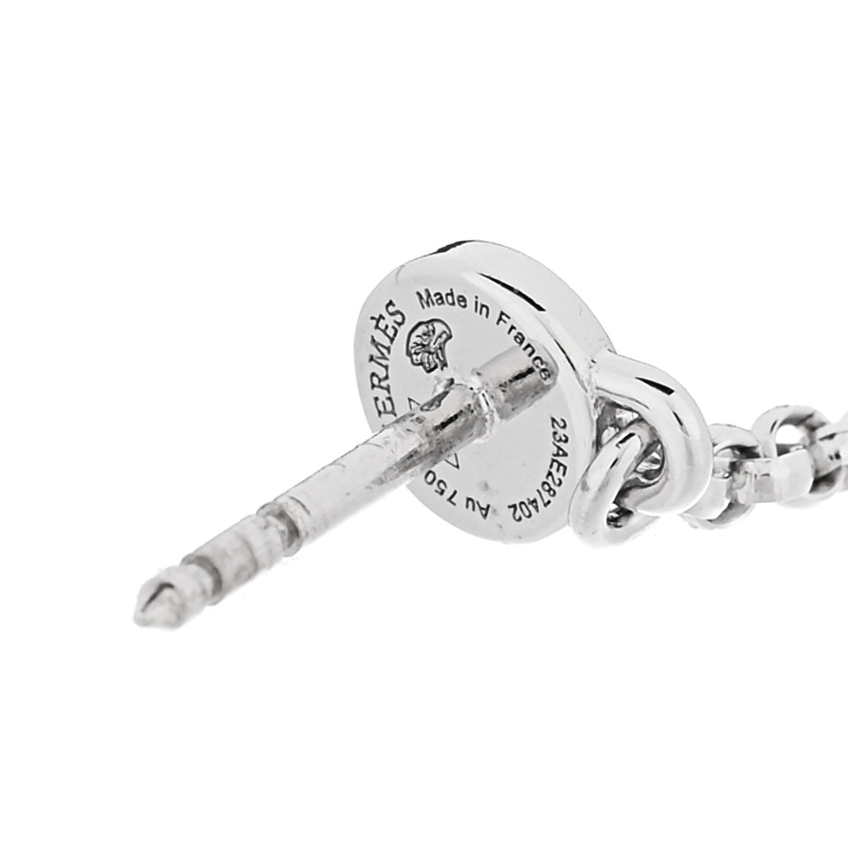Hermes 18K White Gold Diamond Kelly Clochette Drop Earrings
