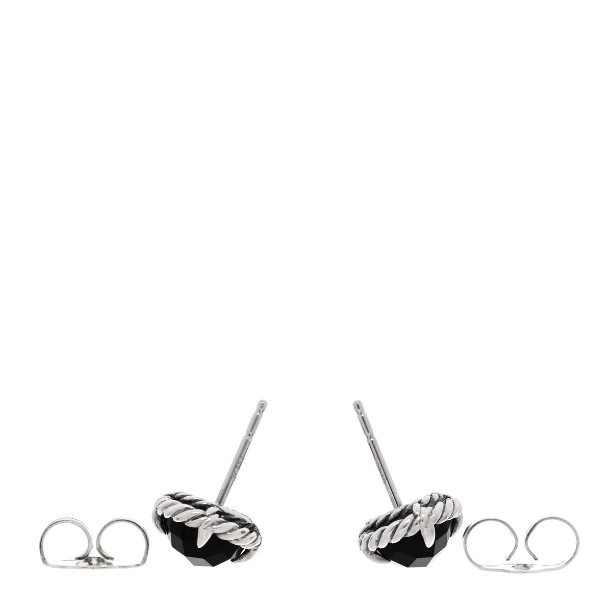 David Yurman Sterling Silver 14K Gold Black Onyx 8mm Chatelaine Earrings