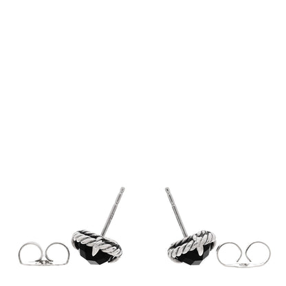 David Yurman Sterling Silver 14K Gold Black Onyx 8mm Chatelaine Earrings