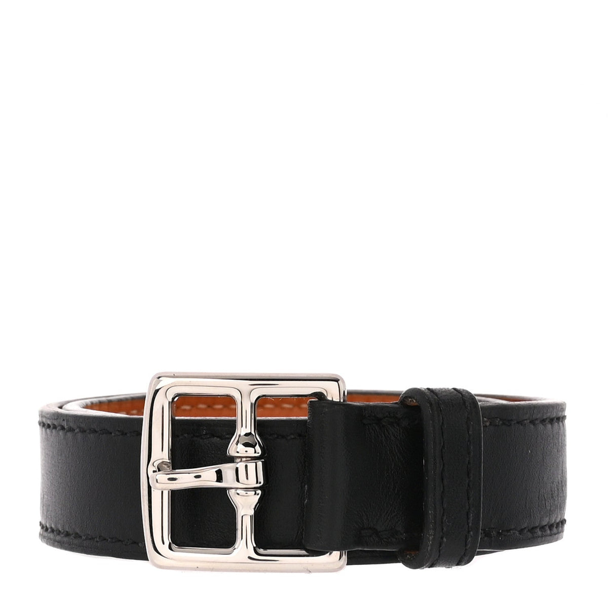 Hermes Chamonix Leather Etriviere Double Tour Bracelet S Black