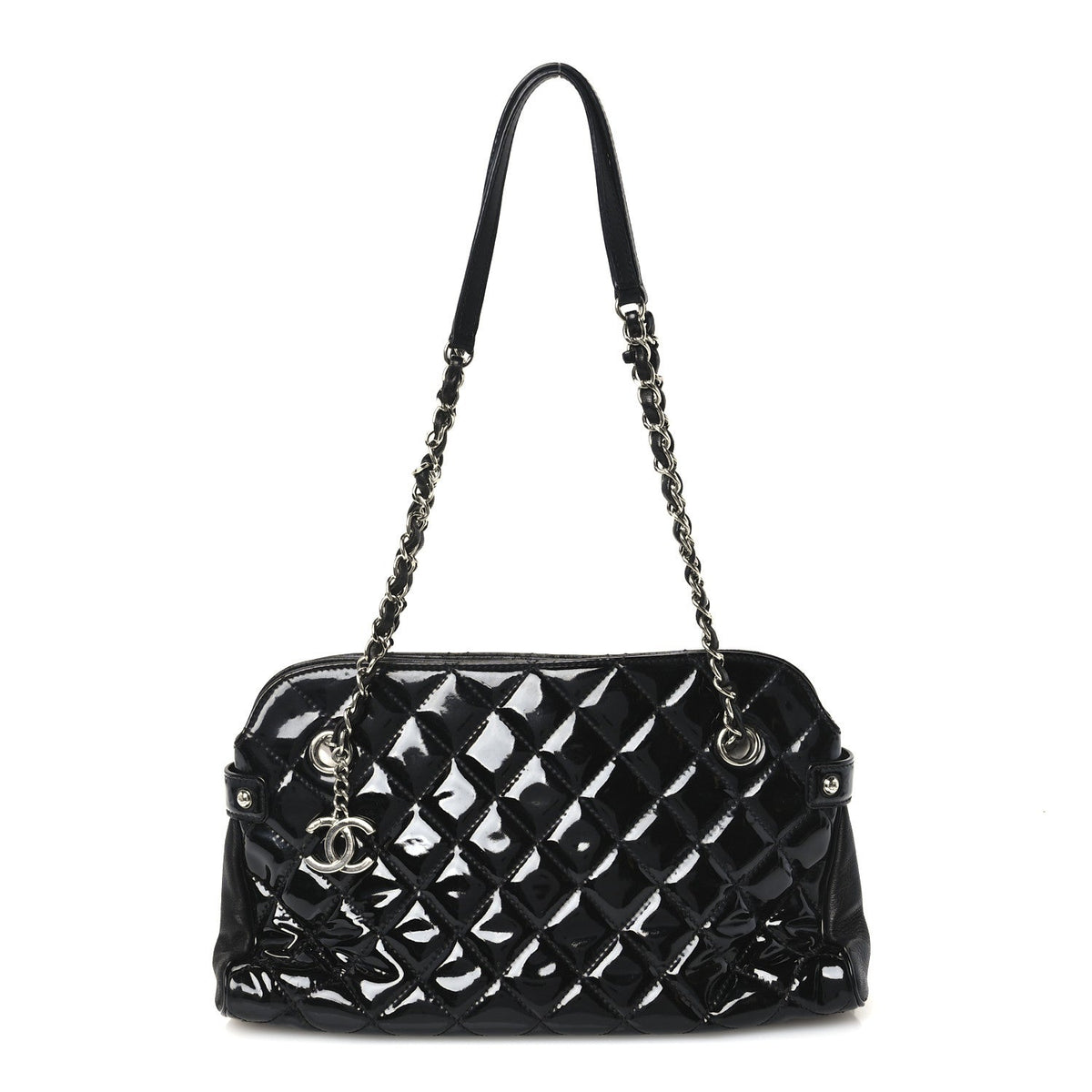 Chanel Patent Quilted Just Mademoiselle Bowling Bag Black 1986915
