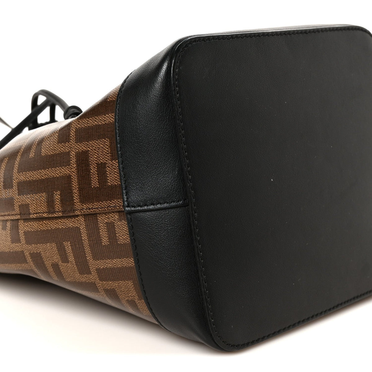 Fendi Glazed Fabric Vitello Mon Tresor Grande Mogano Panna Black