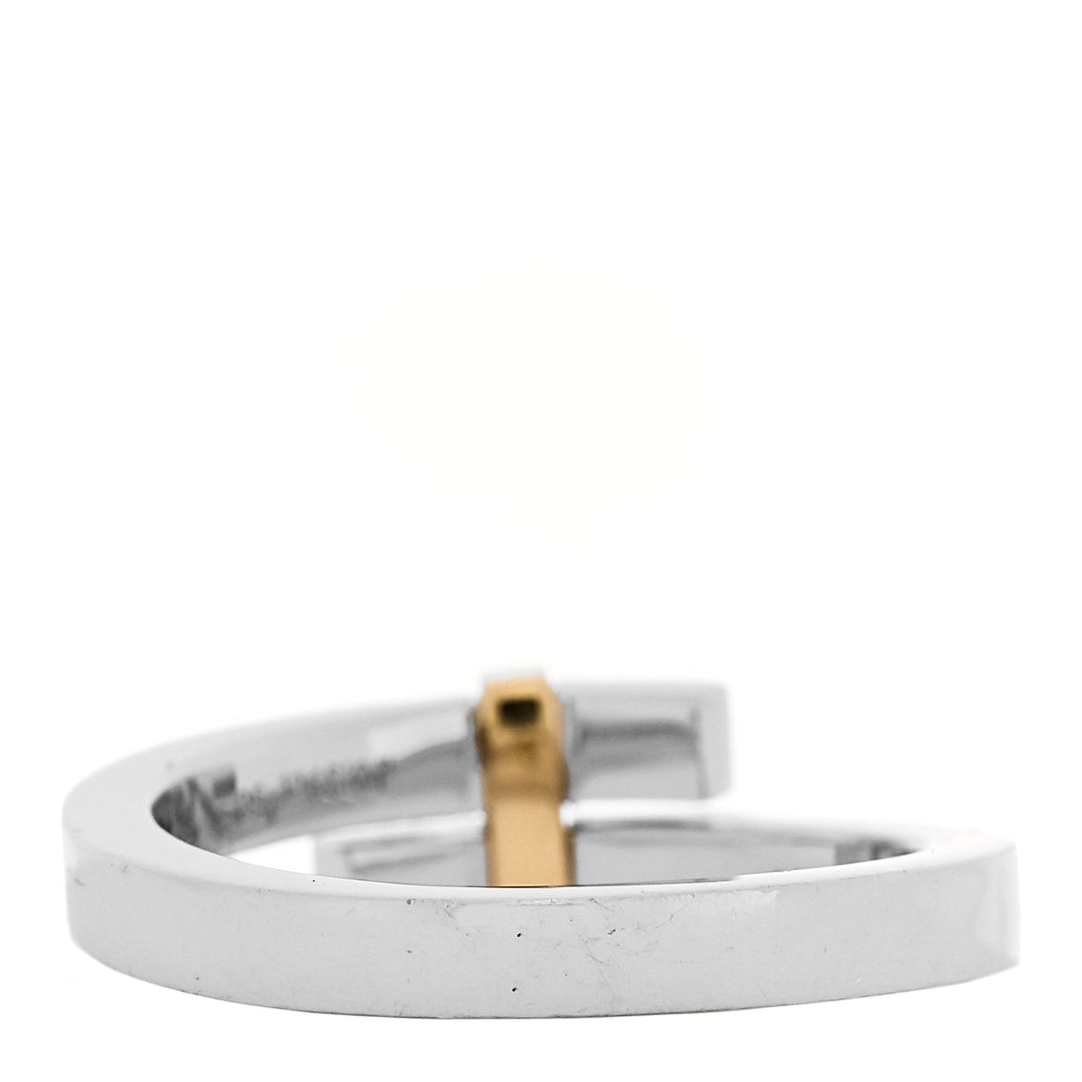 Tiffany 18K Yellow Gold Platinum Diamond Narrow Edge Bypass Ring 50 5.5