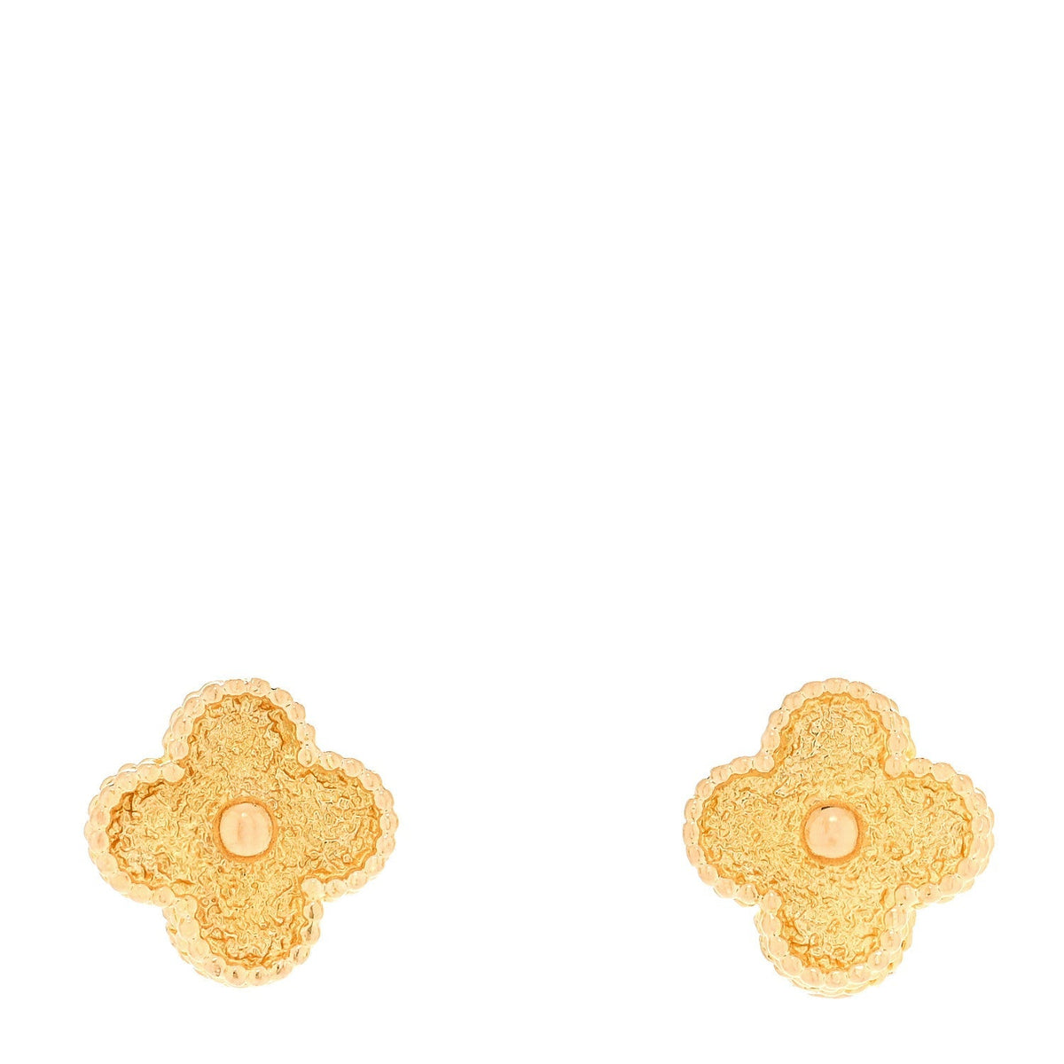 Van Cleef & Arpels 18K Yellow Gold Vintage Alhambra Clip On Earrings