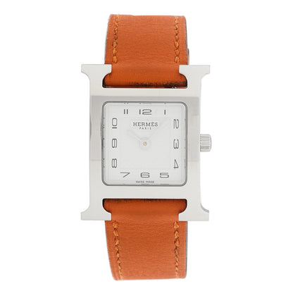 Hermes Stainless Steel Swift 21mm Heure H Watch Orange