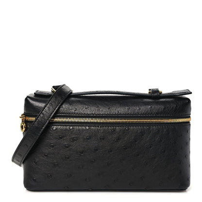 Loro Piana Ostrich L19 Extra Pocket Pouch Black
