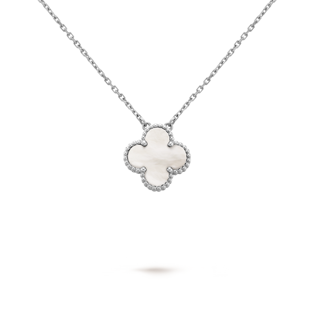 18K White Gold Mother of Pearl VCA Vintage Alhambra Pendant