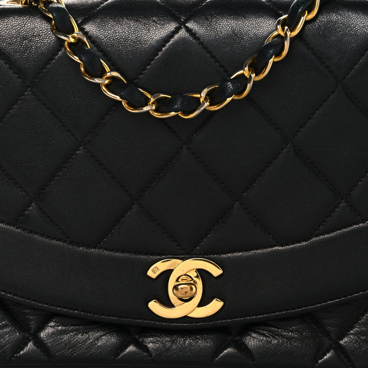 Chanel Lambskin Quilted Diana Small Single Flap Black