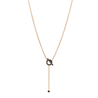 Hermes 18K Rose Gold Black Spinel Finesse Lariat Necklace
