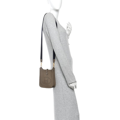 Hermes Taurillon Clemence Amazone Evelyne TPM Etoupe Bleu Indigo