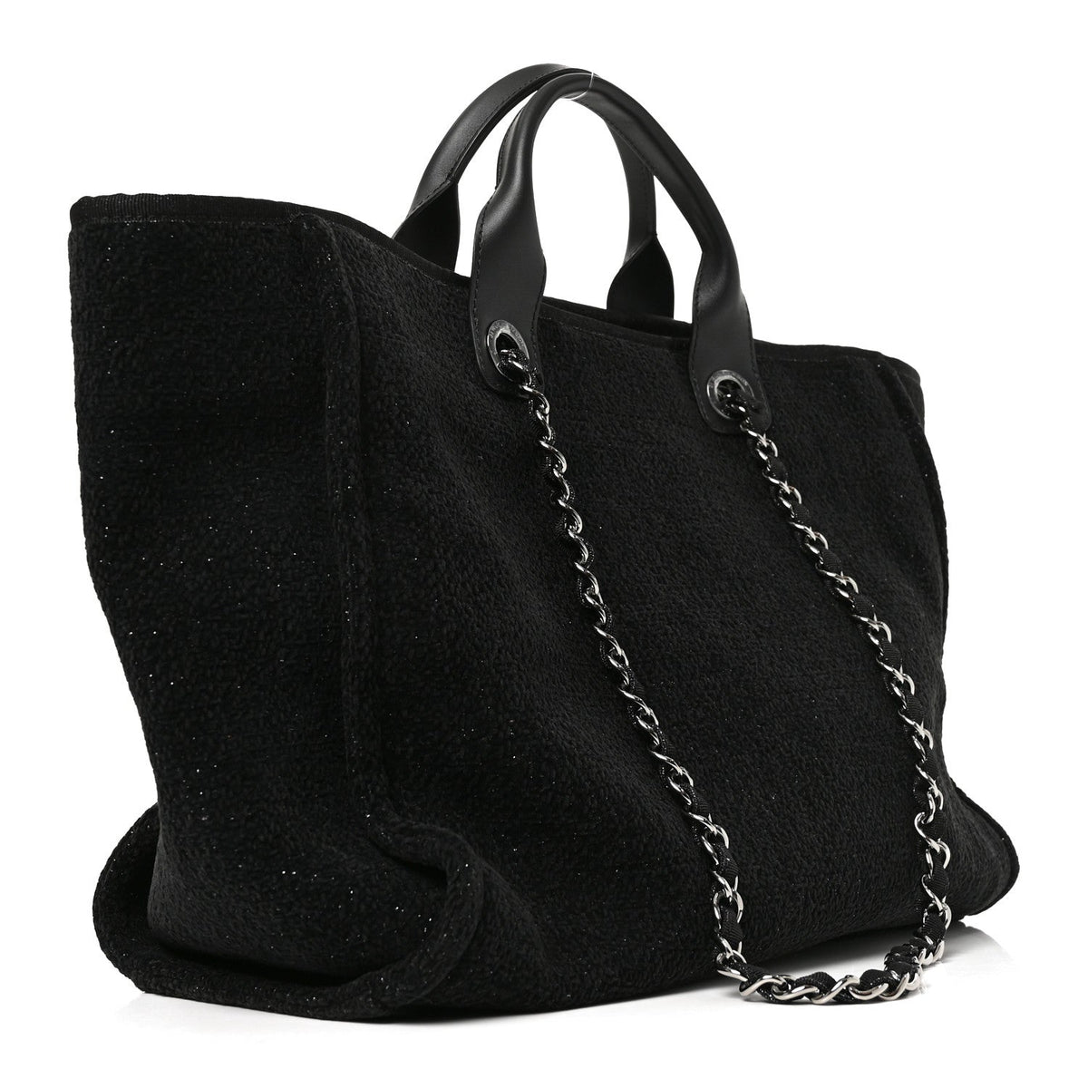 Chanel Lurex Boucle Medium Deauville Tote Black