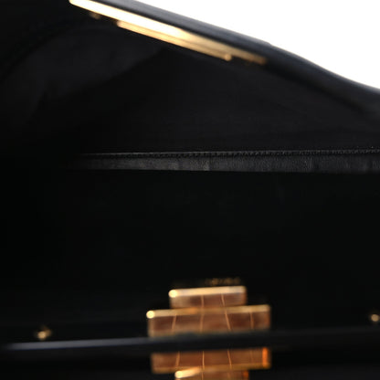 Fendi Vitello Seta Shiny Nappa Medium Peekaboo Iconic Satchel Black