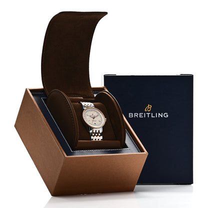 Breitling Stainless Steel 18K Rose Gold 38mm Navitimer Watch Silver U17325