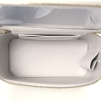 Chanel Caviar Quilted Small Tiny CC Vanity Case With Chain Light Grey