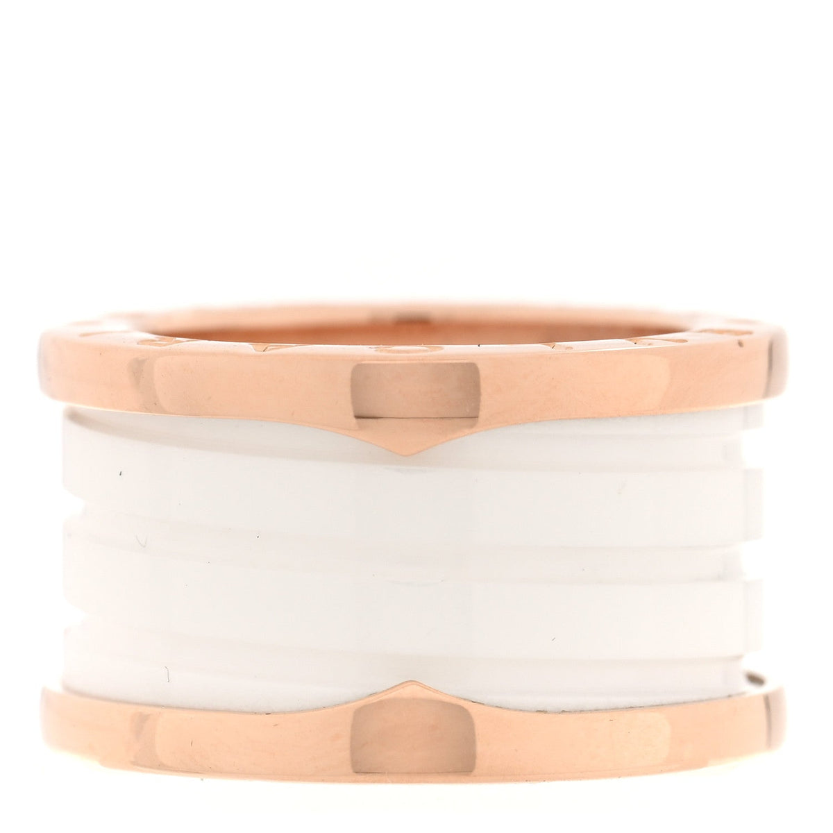 Bulgari 18K Rose Gold White Ceramic B.Zero1 Four-Band Ring 49 5