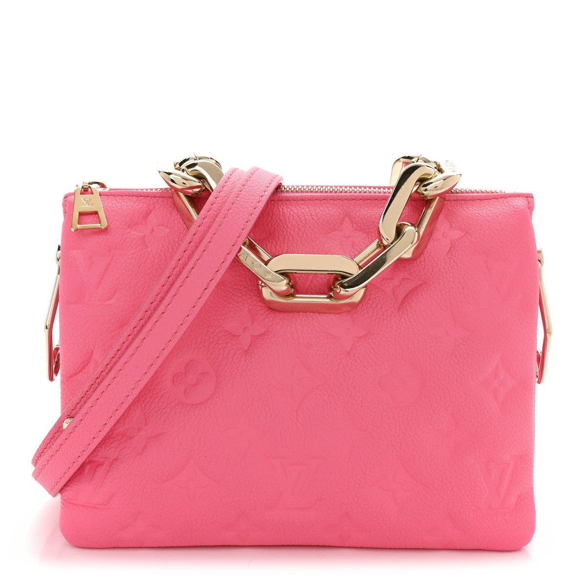 Louis Vuitton Calfskin Embossed Monogram Coussin BB Rose Fluo