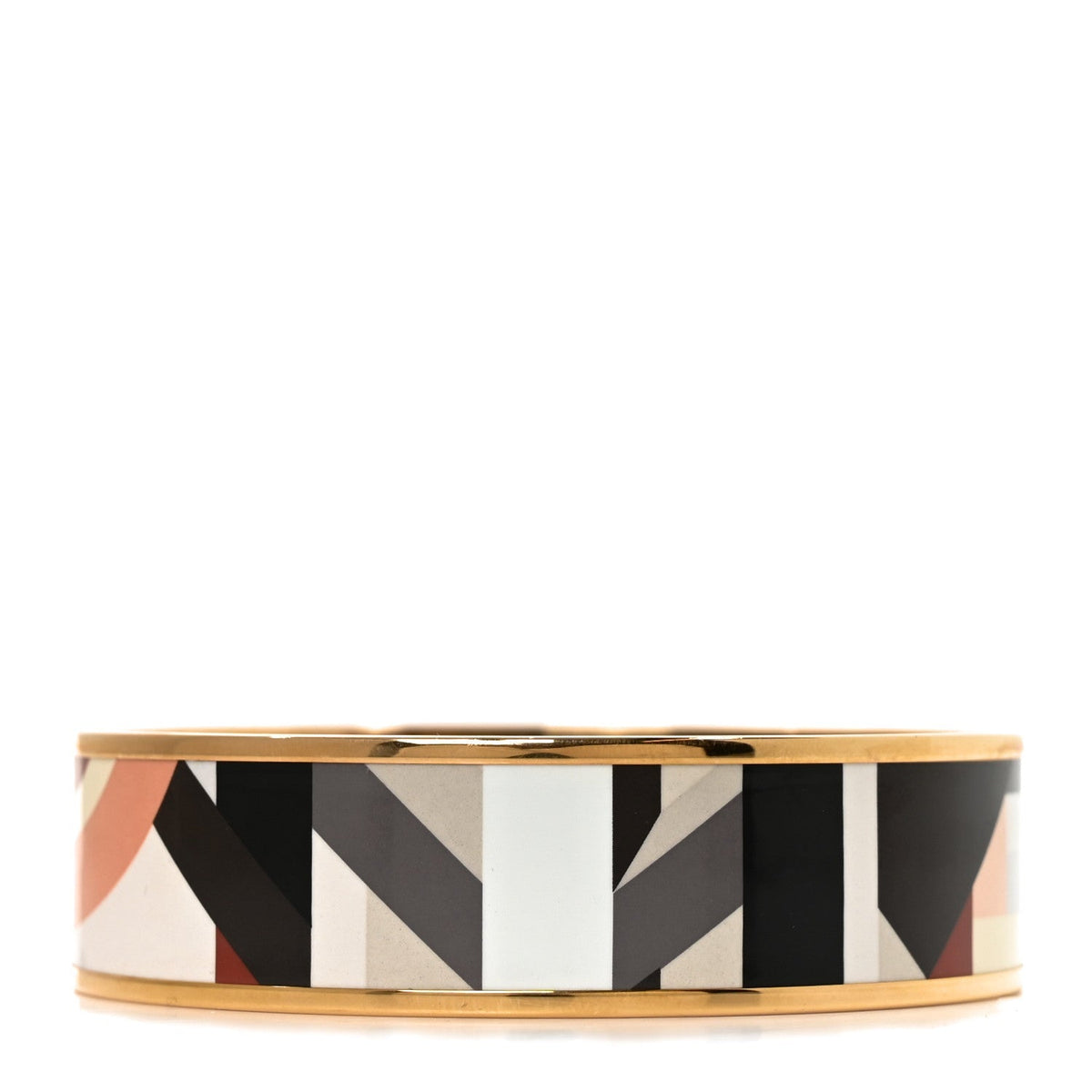 Hermes Enamel Perspective Cavaliere Wide Bracelet 62 Rose Gold
