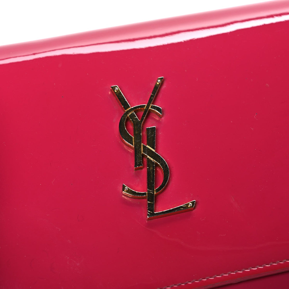 Saint Laurent Patent Calfskin Monogram Kate Wallet On Chain Fresh Fuxia