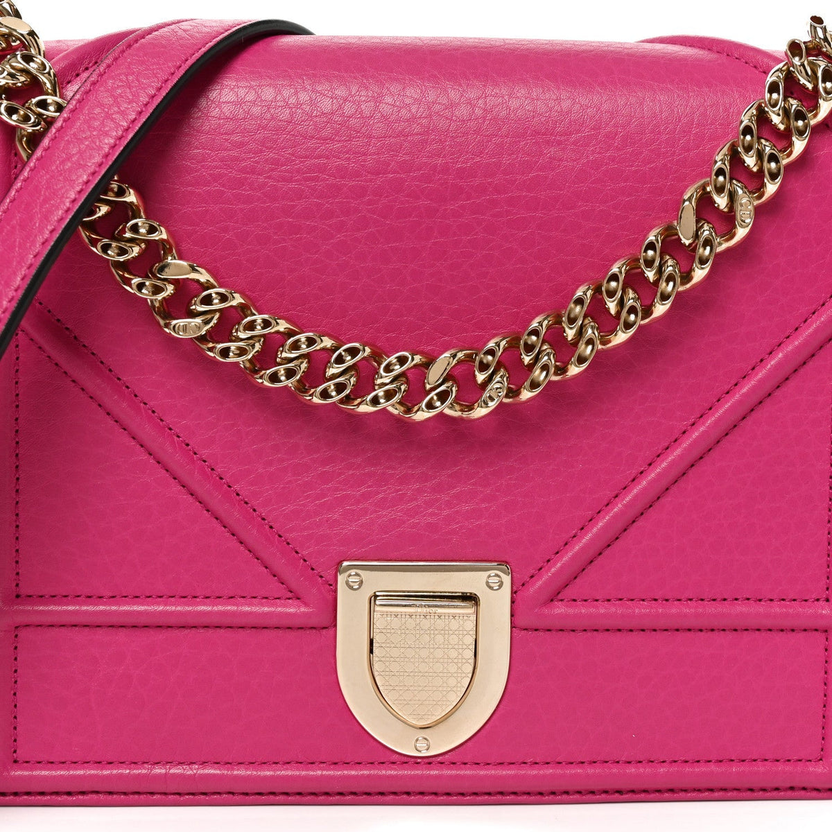 Christian Dior Grained Calfskin Medium Diorama Flap Bag Pink