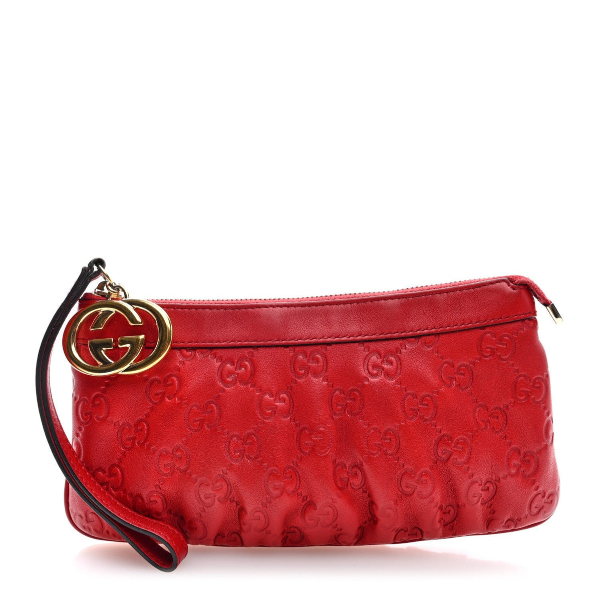 Gucci Guccissima Signature New Britt Wristlet Red