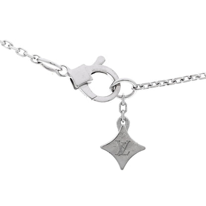 Louis Vuitton 18K White Gold Diamond LV Double Pendant Necklace