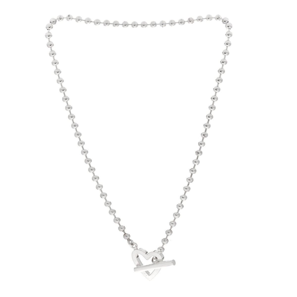 Gucci Sterling Silver Heart Toggle Necklace 39.4cm