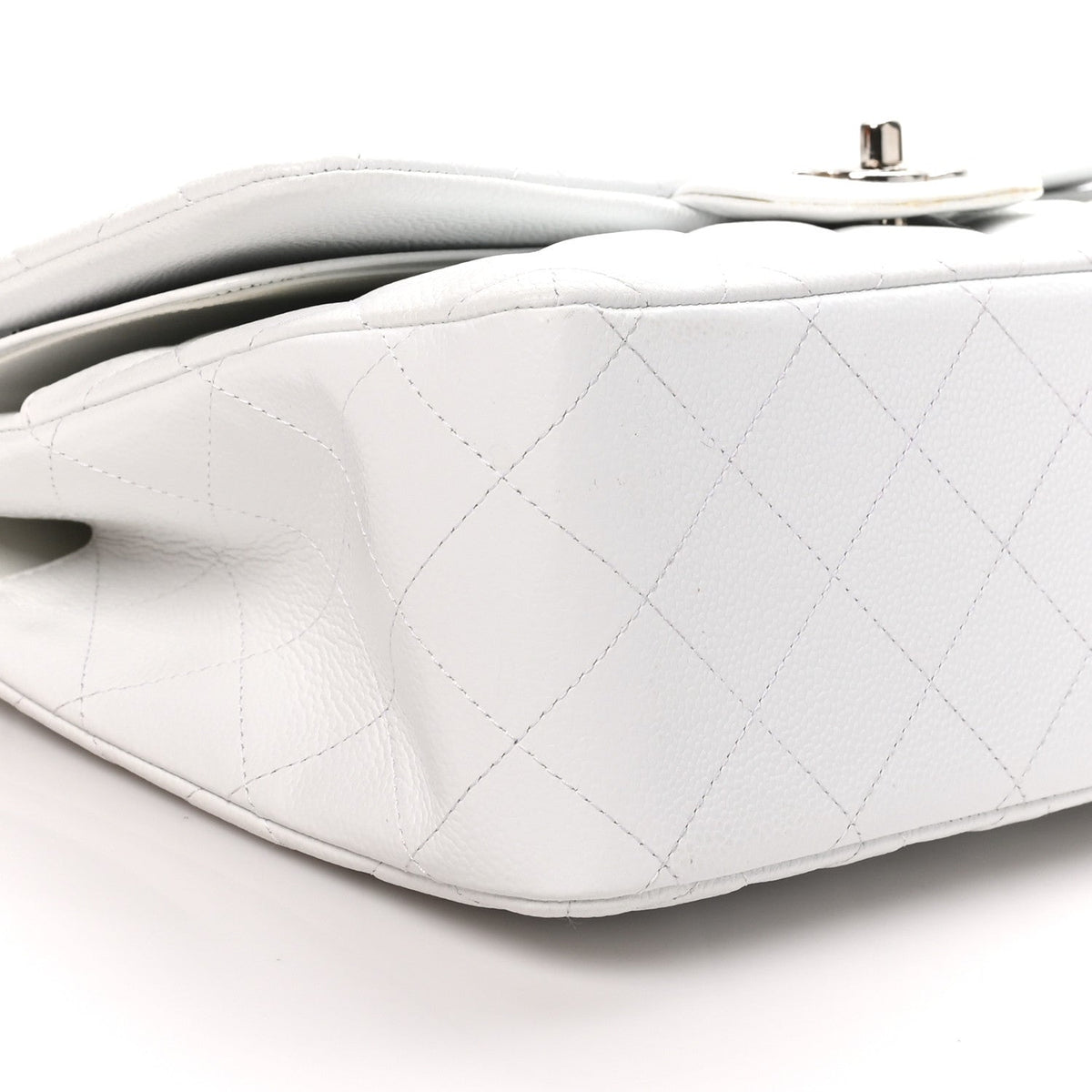 Chanel Caviar Quilted Jumbo Double Flap White