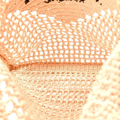 Prada Crochet Raffia Effect Logo Embroidered Tote Bag Naturale