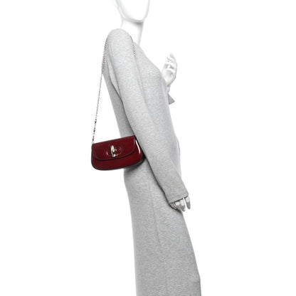Gucci Shiny Calfskin Small Bamboo Night Bag Rosso Ancora
