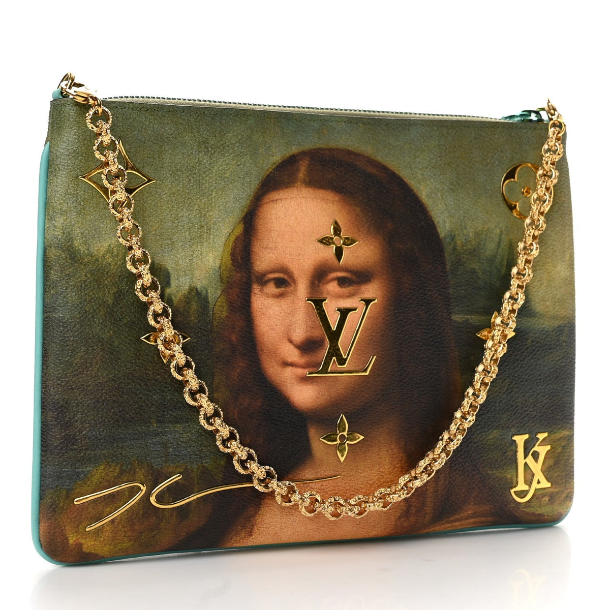 Louis Vuitton Masters Da Vinci Pochette Clutch Vert D'eau