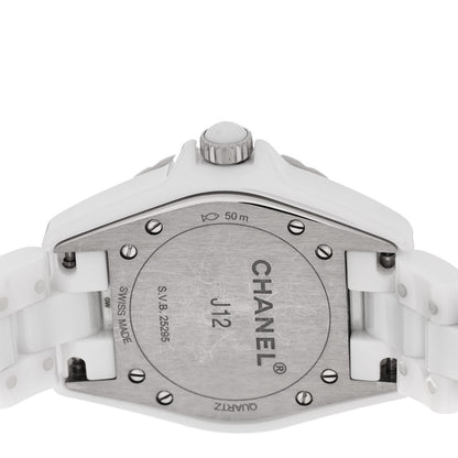 Chanel Stainless Steel Ceramic Diamond 33mm J12 Watch White