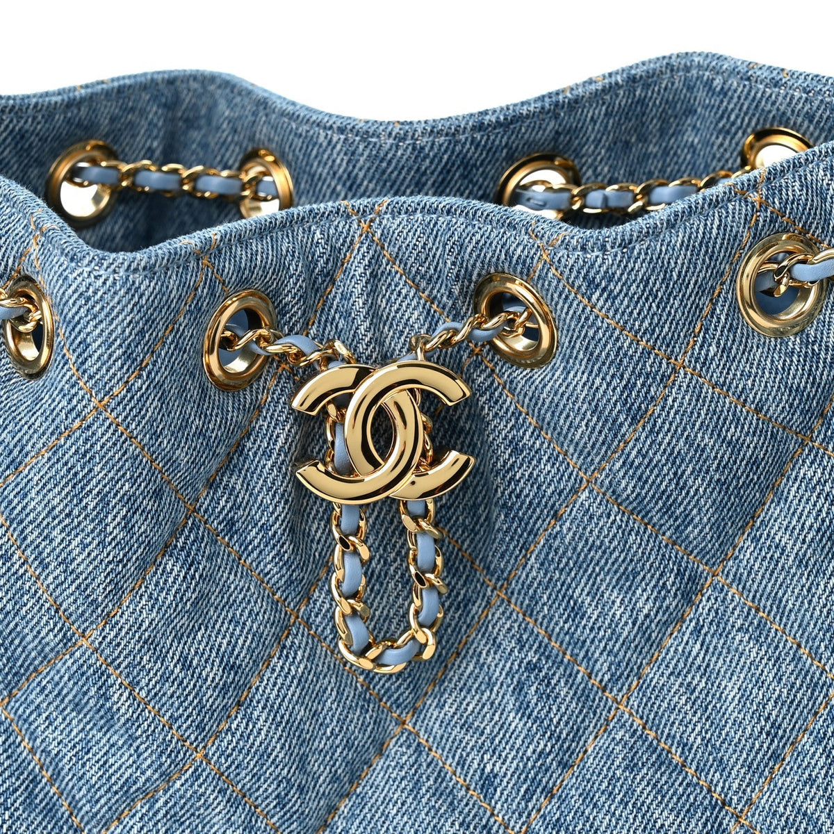 Chanel Denim Quilted Small Chanel 25 Handbag Blue
