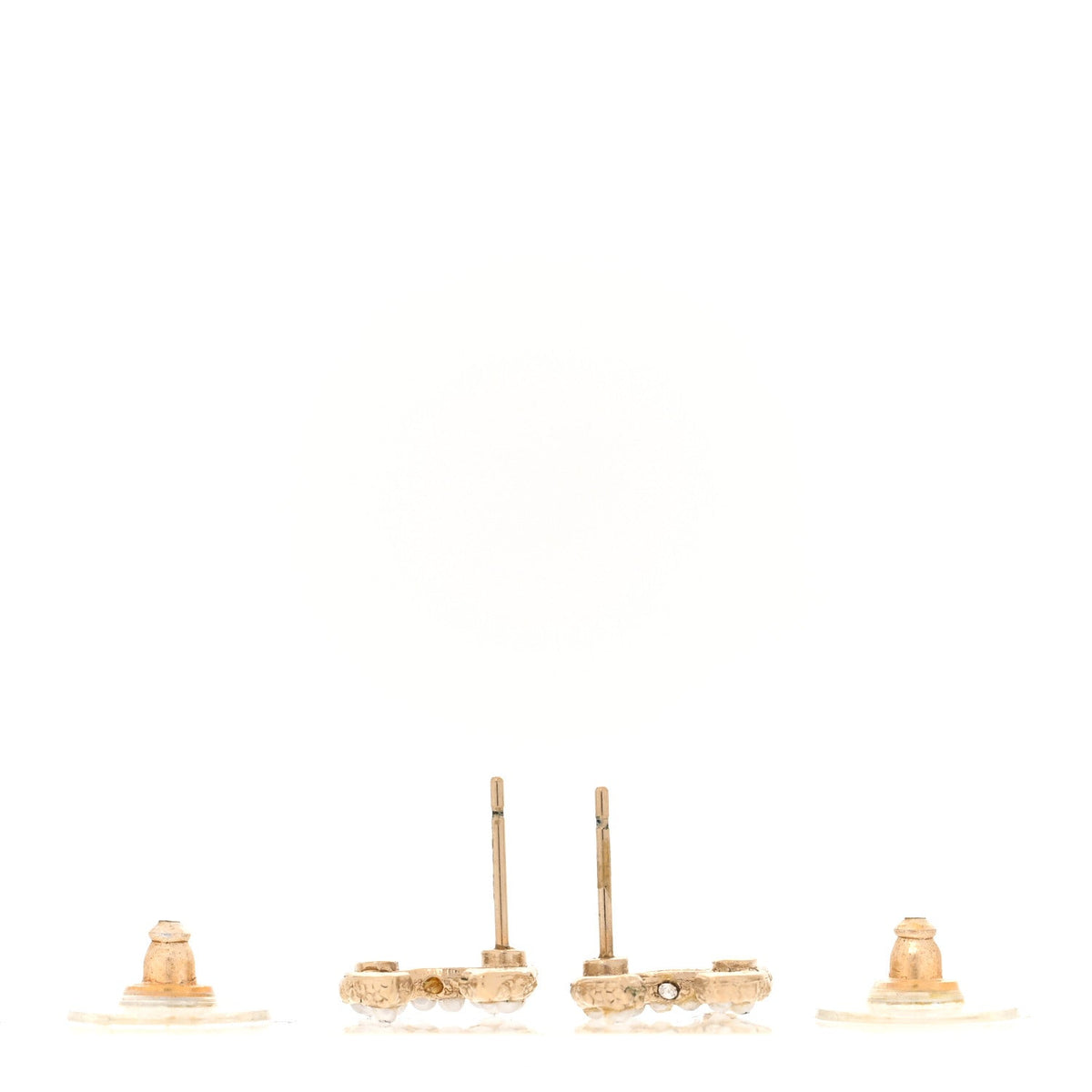 Chanel Metal Graduated Pearl Crystal CC Earrings Light Gold