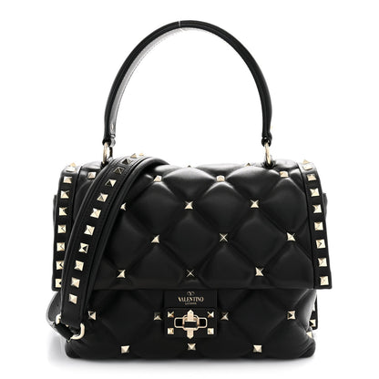 Valentino Garavani Nappa Medium Candystud Top Handle Bag Black 1981048