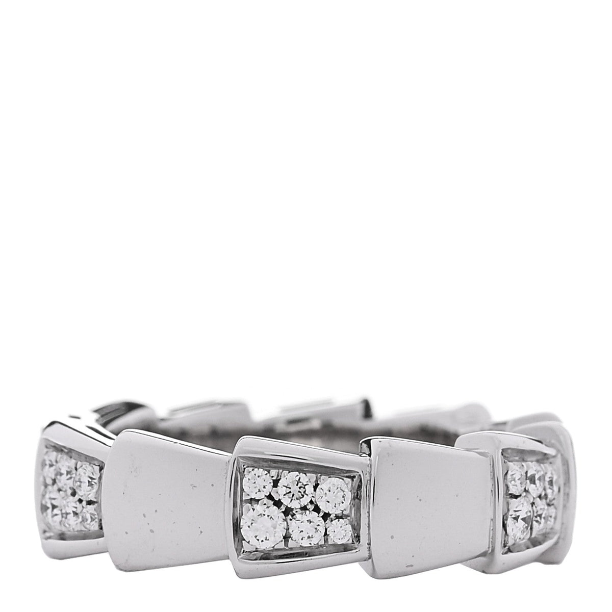 Bulgari 18K White Gold Diamond Serpenti Band Ring 53 6.5