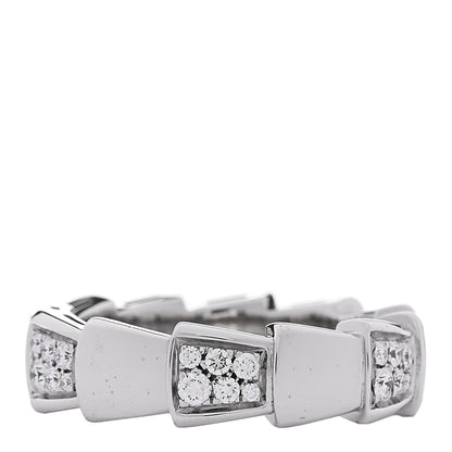 Bulgari 18K White Gold Diamond Serpenti Band Ring 53 6.5