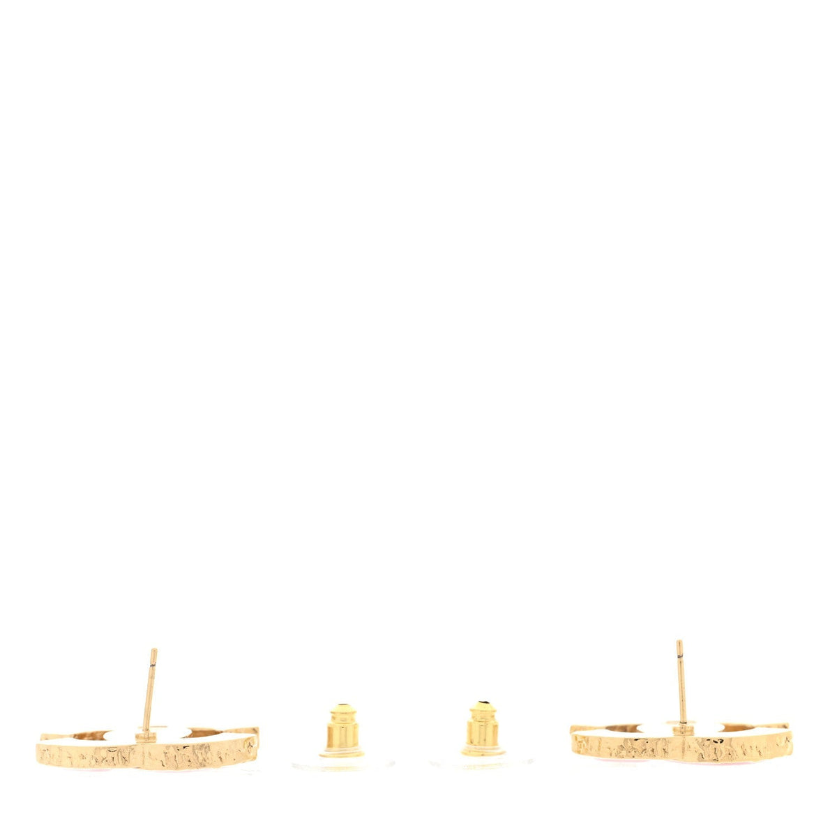 Chanel Metal Enamel CC Earrings Pink Gold