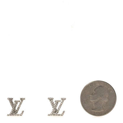 Louis Vuitton Crystal LV Iconic Earrings Silver