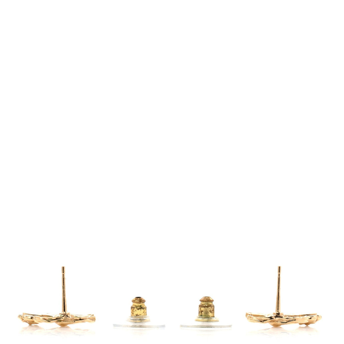 Chanel Metal Camellia CC Stud Earrings Gold