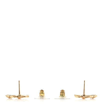 Chanel Metal Camellia CC Stud Earrings Gold