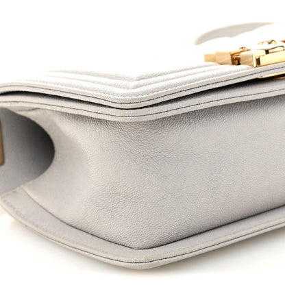 Chanel Caviar Quilted Small Boy Flap Light Grey